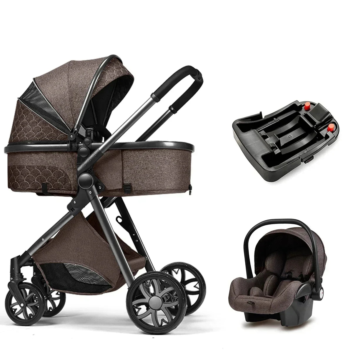 3-in-1 High Landscape Stroller with Car Seat & ISOFIX