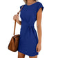 Premama Breastfeeding Fashion Short Sleeve Solid Color Dress for Pregnant Women Maternity Casual Dresses Bow Trim Summer