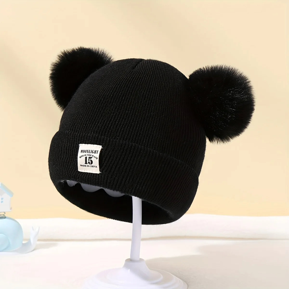 Cute Bear Ear Wool Baby Hat and Scarf Winter Set