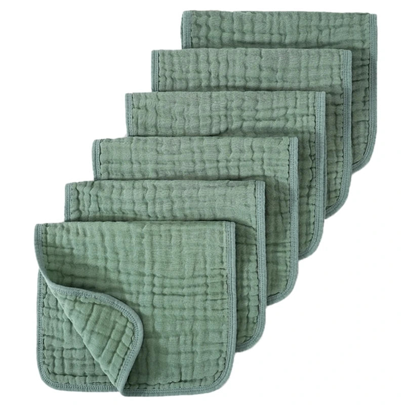 6pcs/lot Muslin 6 layers Cotton Soft Baby Towels Baby Face Towel Handkerchief Bathing Feeding Face Washcloth Wipe Burp Cloth