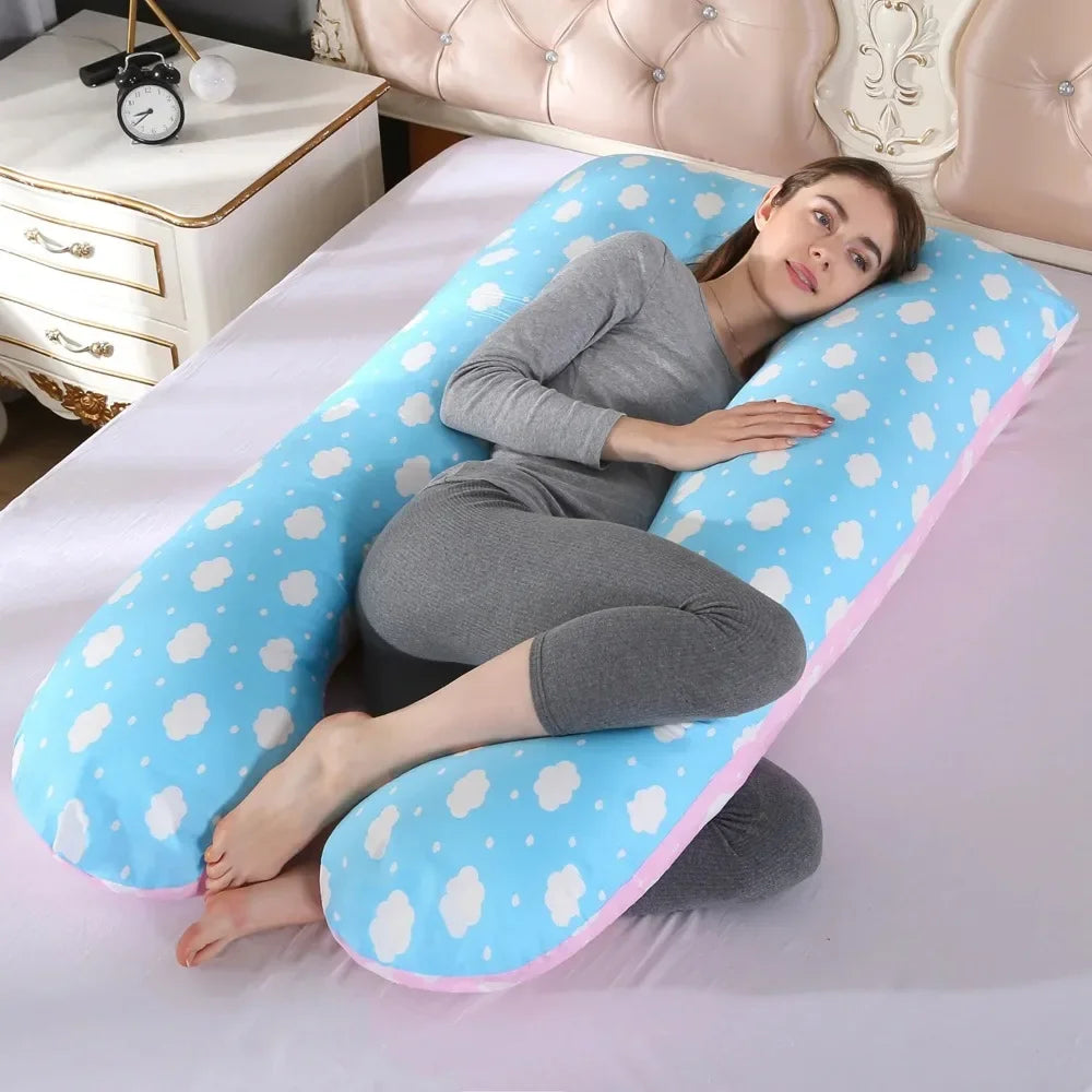Body Pillow for Pregnant Women Multifunctional Pure Cotton Belly Waist Leg Full Body U-Shaped Cushion Maternity Long Pillow