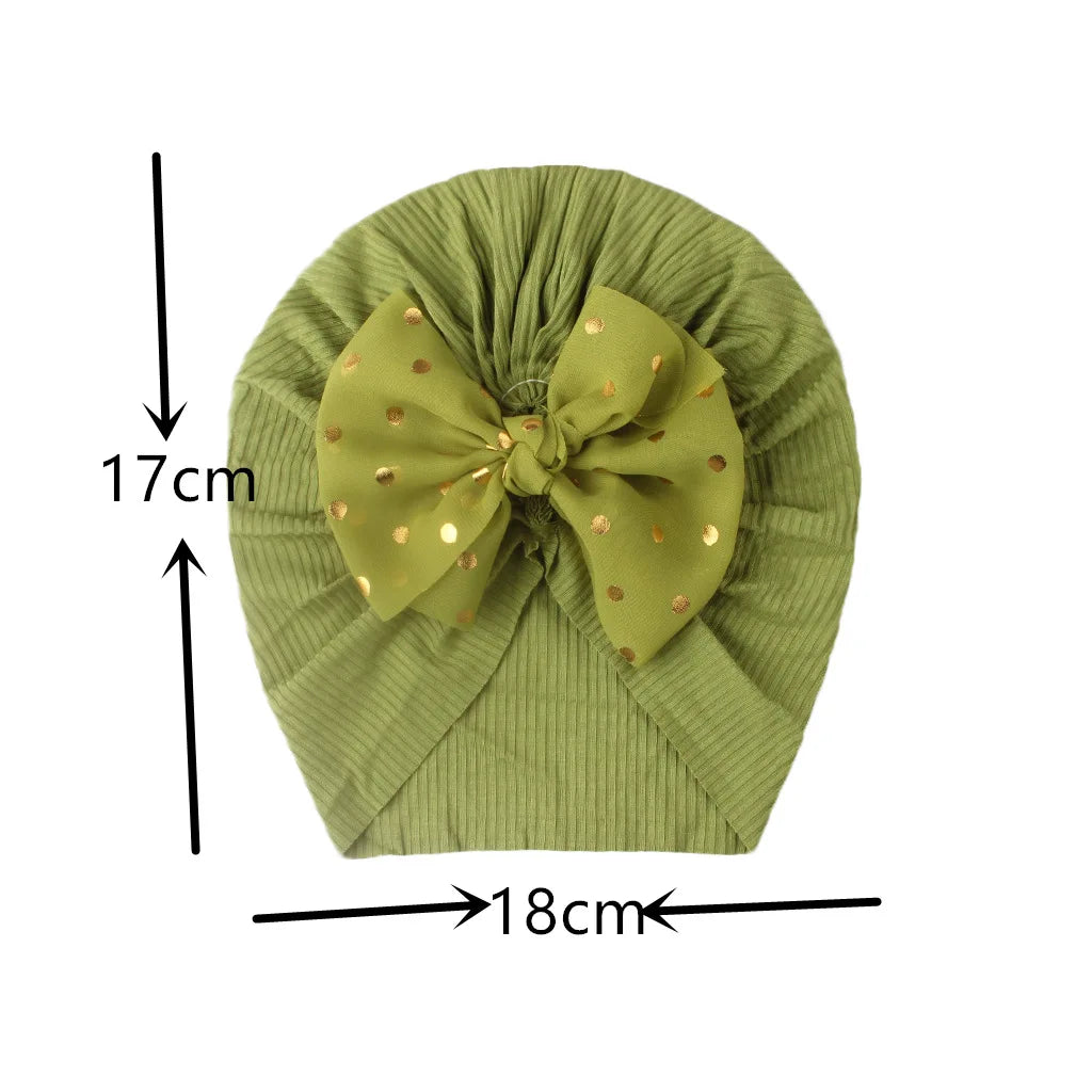 Cute Bow Baby Turban Hat Soft Elastic Beanie for Newborn Girls Summer