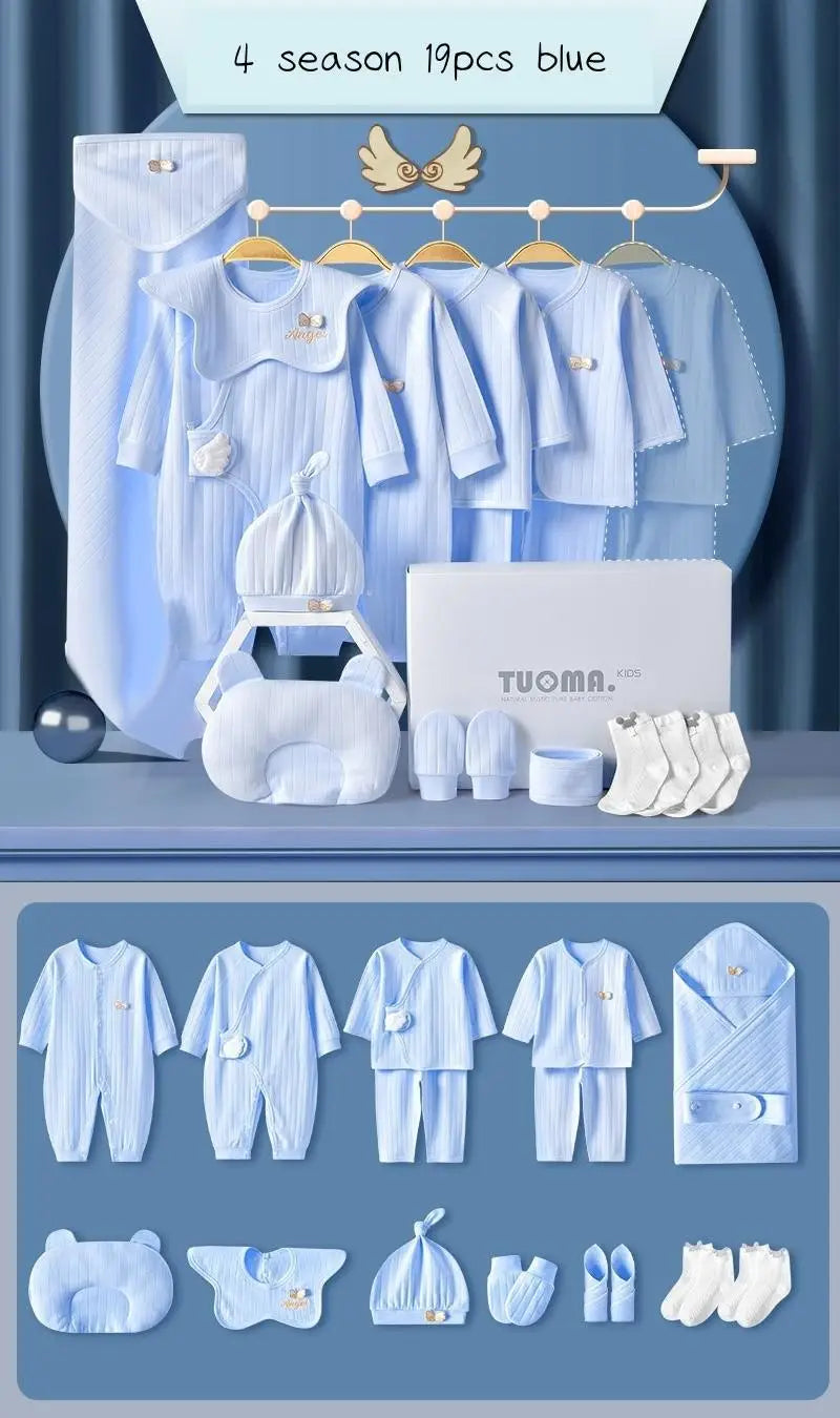 16/18/19/21/22pcs Newborn Clothes Set Angel Wing Baby Clothing Suit Pure Cotton 0-1Y Kids Unisex Infants Underwear Set No Box