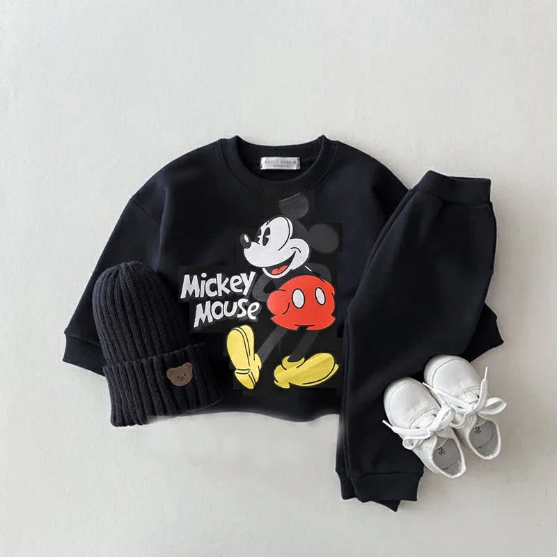 Mickey Print Tops 2 Piece/Set Boys And Girls New Casual Fashion Costume Cartoon Sports Long Sleeve Sweatpants Sets