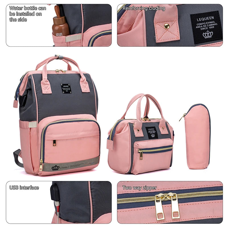 LEQUEEN 5-Piece Diaper Bag Set