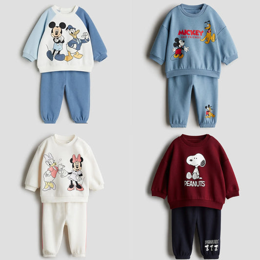 Boys And Girls Long Sleeve Tracksuits Cartoon Hoodies Sweatpants Kids New Printed Sweatshirt Suits Baby Autumn Clothing 2pcs