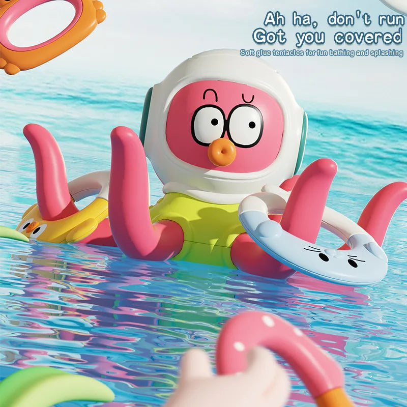 Octopus ring water play toy, baby bath floating throw ring octopus water play toy, bathroom concentration and intelligence toy