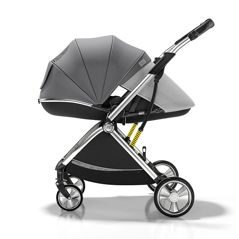 Luxurious Light High Landscape Baby Stroller Egg-shaped Seat for Newborn One Hand Recline Pushchair Pram Compact Size
