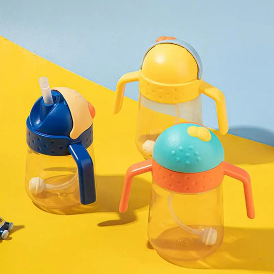 Trainer Sippy Cup With Handles Training Cup Weighted Straw Cup Spill Proof Shatterproof Water Drinking Cups For Kids Baby And