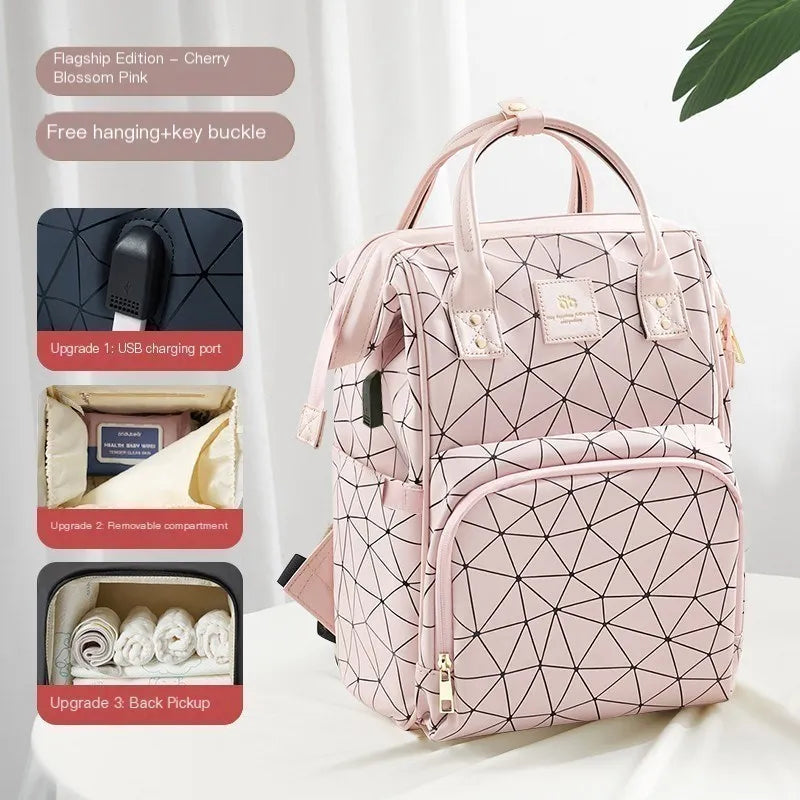 Diaper Backpack – Large Waterproof Mommy Bag with USB