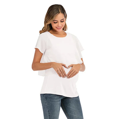 New Summer Women Pregnant Nursing T-Shirts Women's Wrap Tops Sleeveless Double Layer Blouse Tees  Clothes