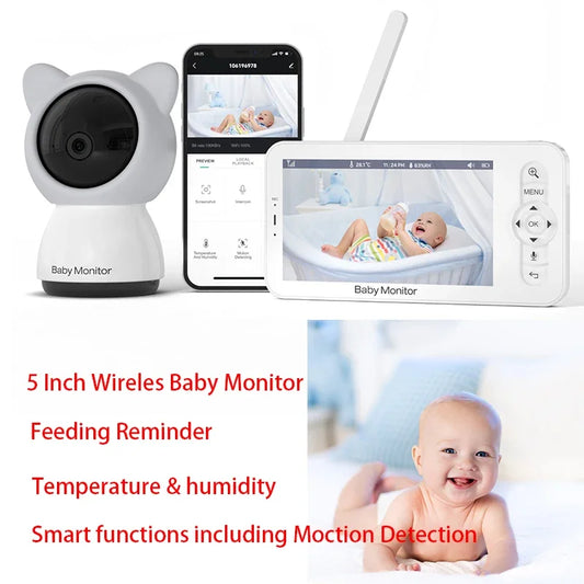 BABY5 Wireless 720P HD Screen PTZ Camera Baby Monitor Audio and Video Nanny Security Wireless With lithium battery 3000mAh