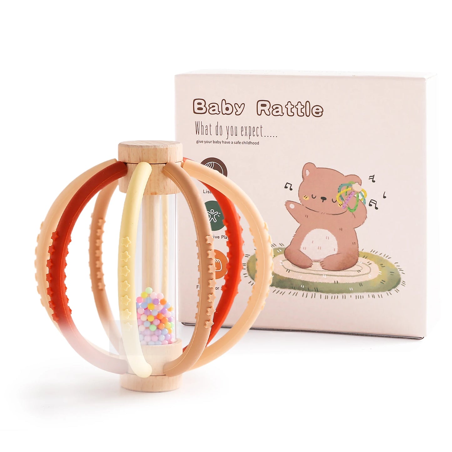 Montessori Baby Toys Wooden Cartoon Block Rattle Toys Early Educational Toys for Kids Wooden Craft Toddler Toys Baby Accessories