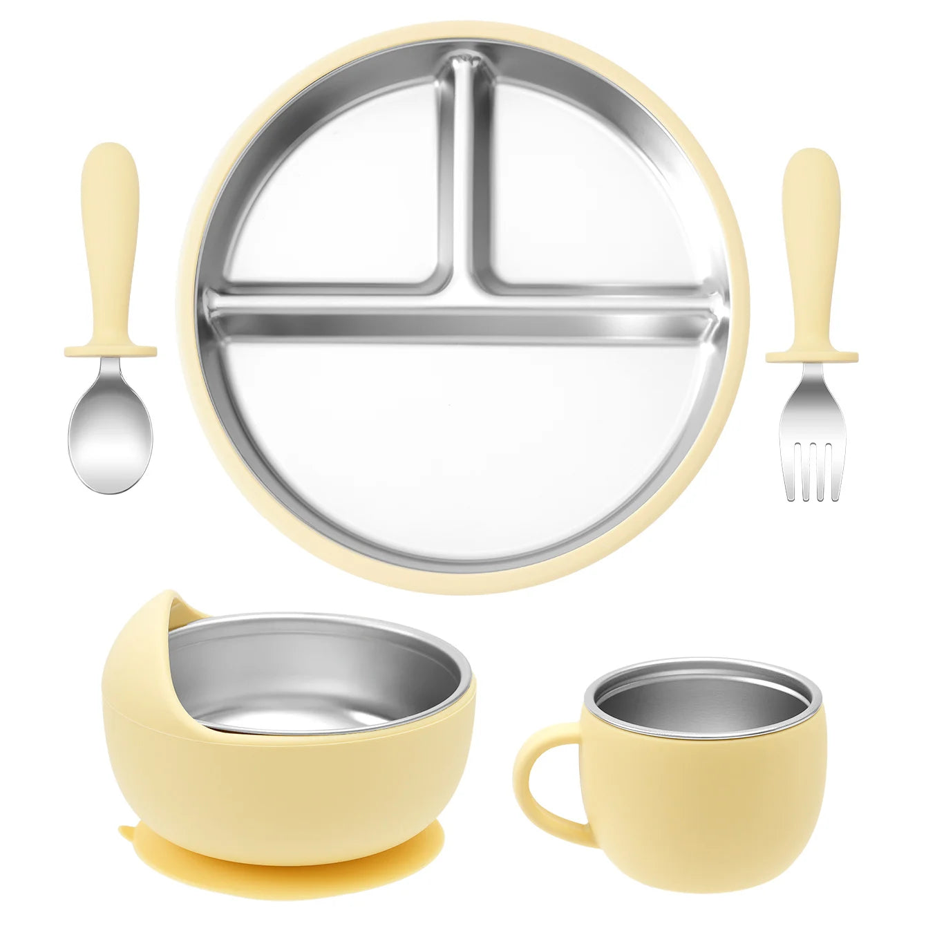 BPA Free Baby Dinner Set – Detachable Plate, Bowl, Cup & Cutlery