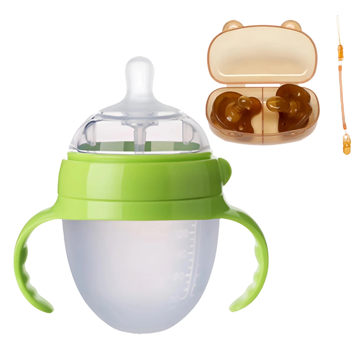 Silicone Nano Feeding Bottles Baby Bottle with Handle for Baby Weaning Anti-Choking Nipple Bottle for Baby 0-9 Month 150ML/250ML