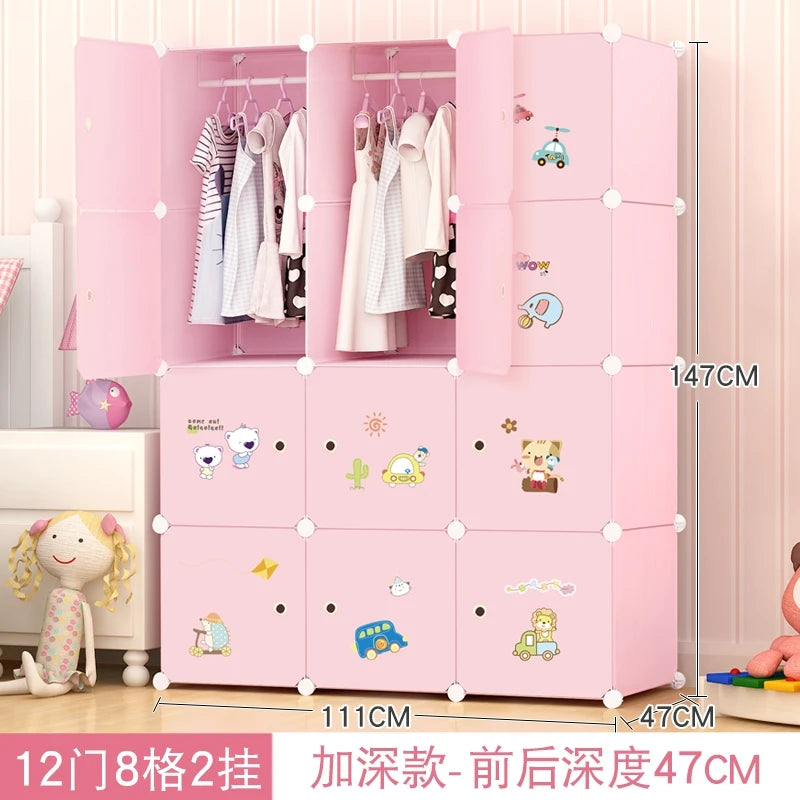 Kids Plastic Closet Storage Clothes Organizer Shelf Modern Minimalist Bedroom Baby Wardrobe Cheap Small Muebles Home Furniture