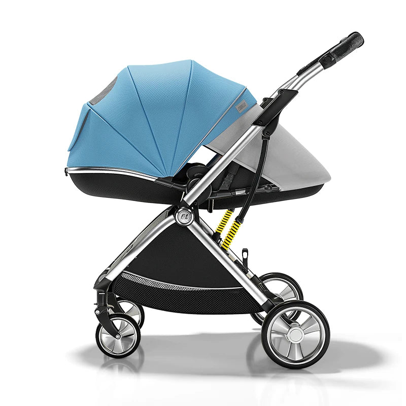 Luxurious Light High Landscape Baby Stroller Egg-shaped Seat for Newborn One Hand Recline Pushchair Pram Compact Size