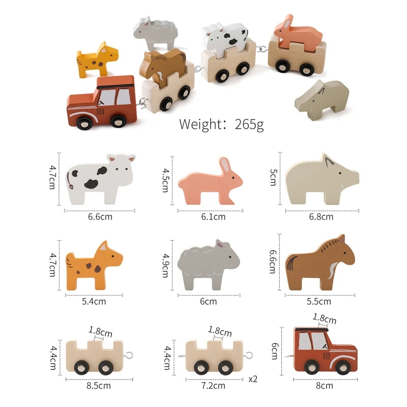 Montessori Wooden Train Set for Baby Toys with Numbers and Blocks Train Toy Hands-on Queuing Ability Educational Children Gift