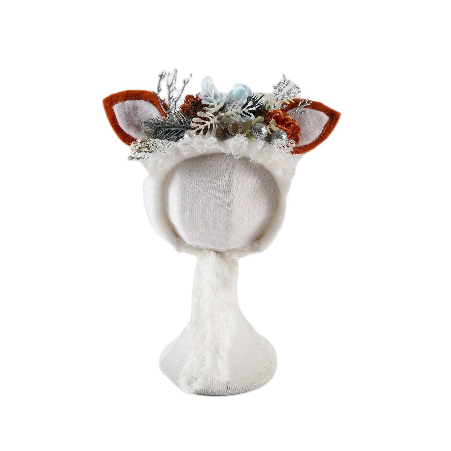 Cute Reindeer Wool Felt Bonnet for Newborn Baby Photo Shoot