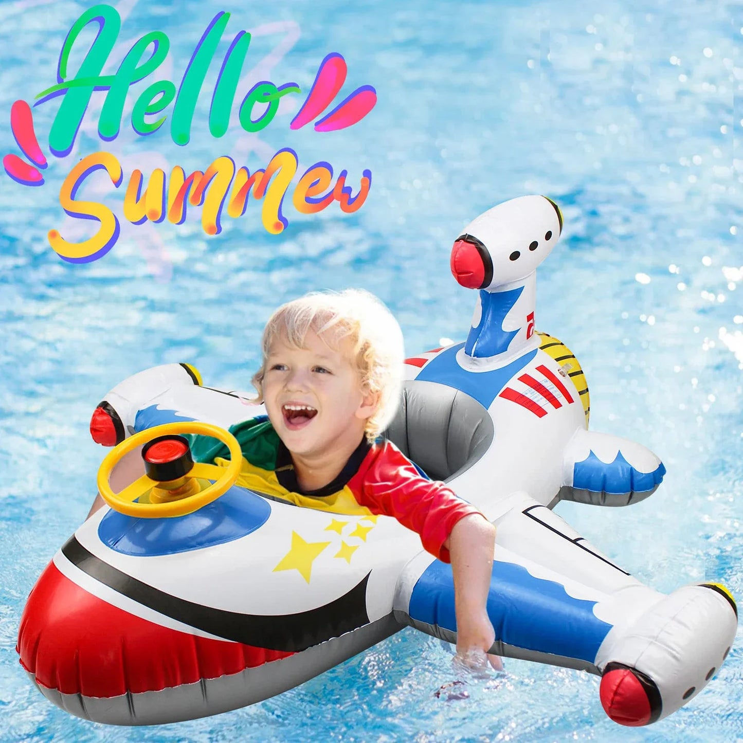 Inflatable Baby Airplane Pool Float – Fun Seat with Steering Wheel