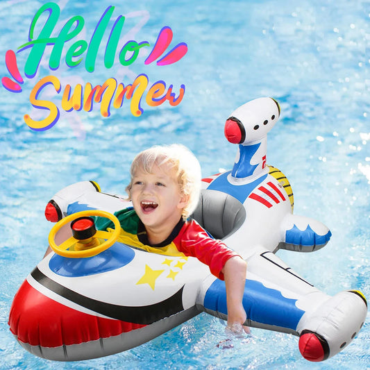 Inflatable Baby Airplane Pool Float – Fun Seat with Steering Wheel