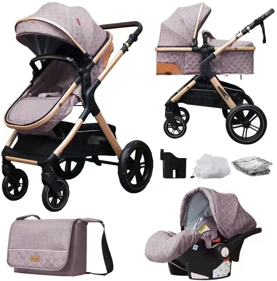 New baby stroller 3 in 1 with car seat,Baby carriages Can sit or lie down multiple child stroller folding Baby stroller