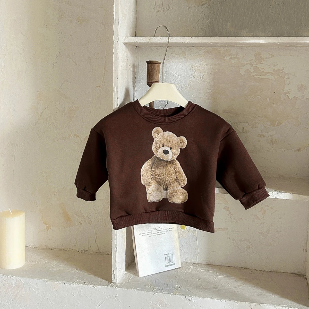 Autumn Winter Baby Clothes Cute Bear Print Casual Wear Top Sweater Thick Girls Boys Pullover Tops Soft Comfortable