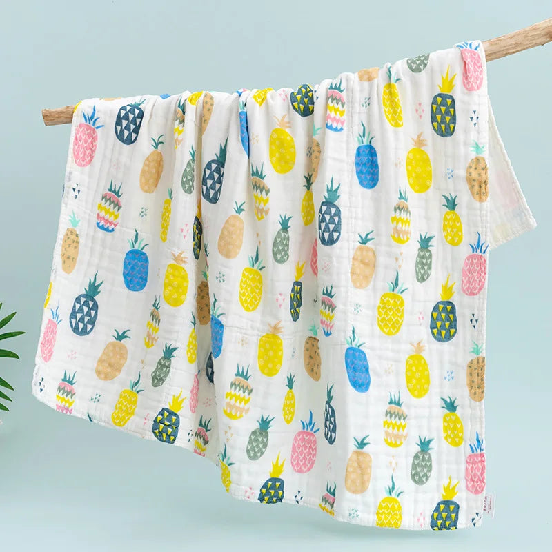 Size 110*110CM 1PC 6 Layers Muslin Cotton Fiber Muslin Baby Swaddles Soft Newborn Wrap Multifunction Infant Blankets Bath Towel