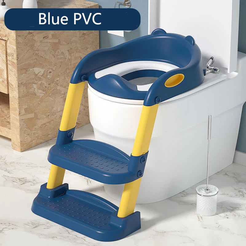 Children's Potty Training Seat – Folding Toilet Ladder with Adjustable Step Stool