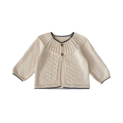 INS Spring, Autumn, Winter Fashion Single Item Girl Baby Sweater Cardigan Baby Sweater Herringbone Jacquard Knitted Coat
