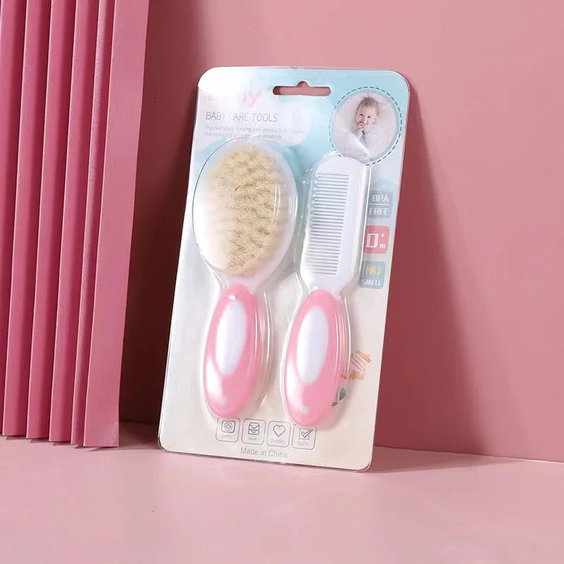 2pcs/Set Baby Hair Brush and Comb Set for Cradle Cap Treatment | Soft Bristle Baby Brush, Baby Comb, Massage Baby Care Set