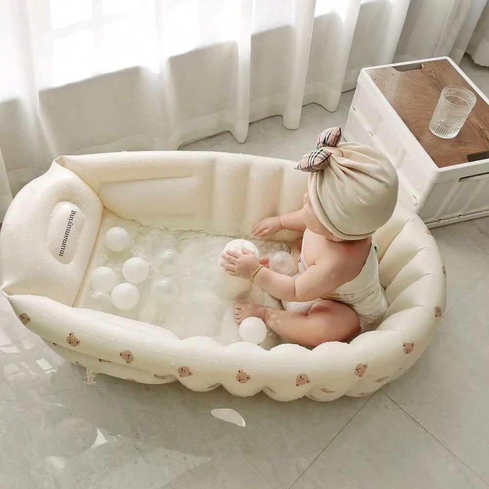 1PCS Inflatable Baby Bathtub / Baby Inflatable Chair, Toddler Bathing Tub with Air Pump Back Support Portable Seat