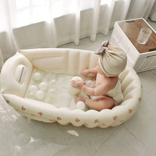 1PCS Inflatable Baby Bathtub / Baby Inflatable Chair, Toddler Bathing Tub with Air Pump Back Support Portable Seat