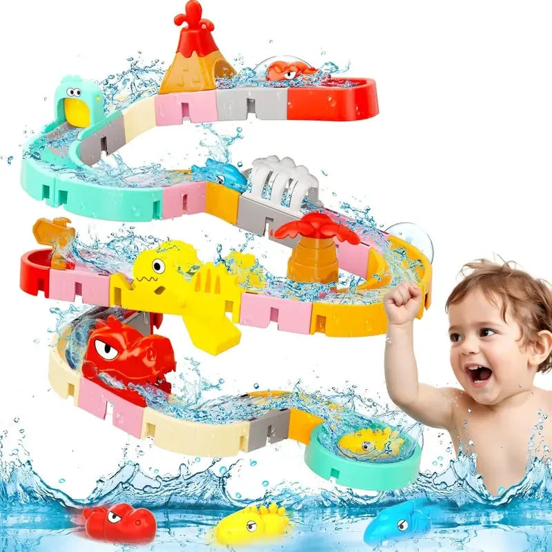 BaBy Spray Outside Pool Bathtub Toys，Water Toys for Kids Bath Toys DIY Building Water Slide Tracks Wall Track Building Set