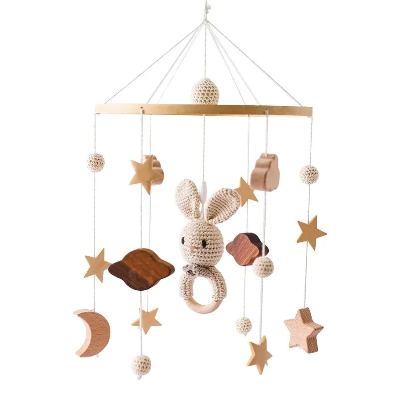Revolving Music Box For Newborns Baby Crib Imitation Wood Color Hanging Rattle Baby Soothing Musical Toys 0-12 Months Baby Gift