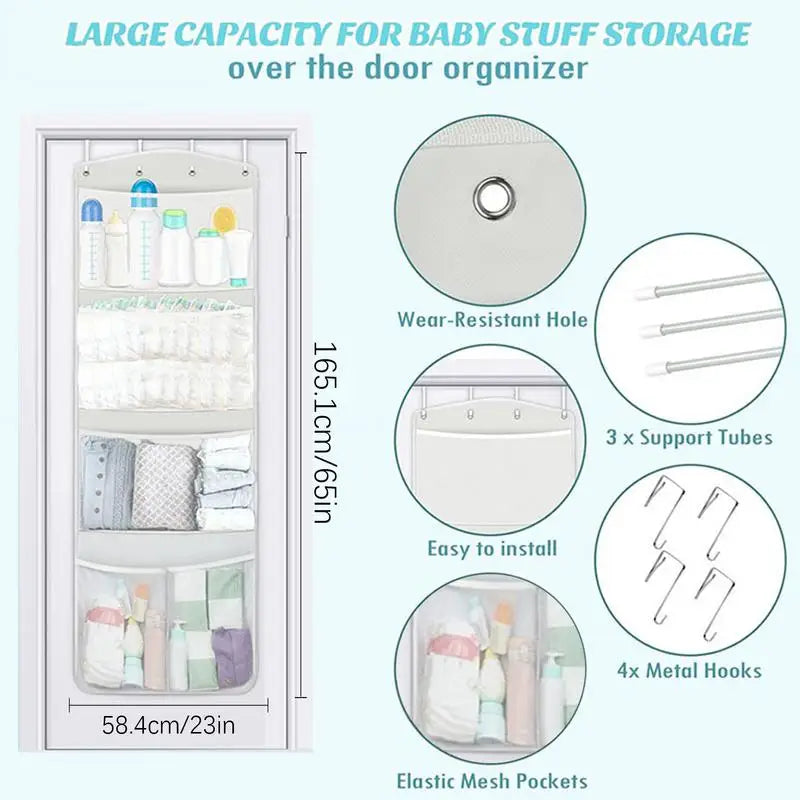 Plush Toy Storage Folding Over Door Organizer with Hook Baby Ideas Holder Animals Stuffy Bags Nursery Bins Mesh Hammock Bag for