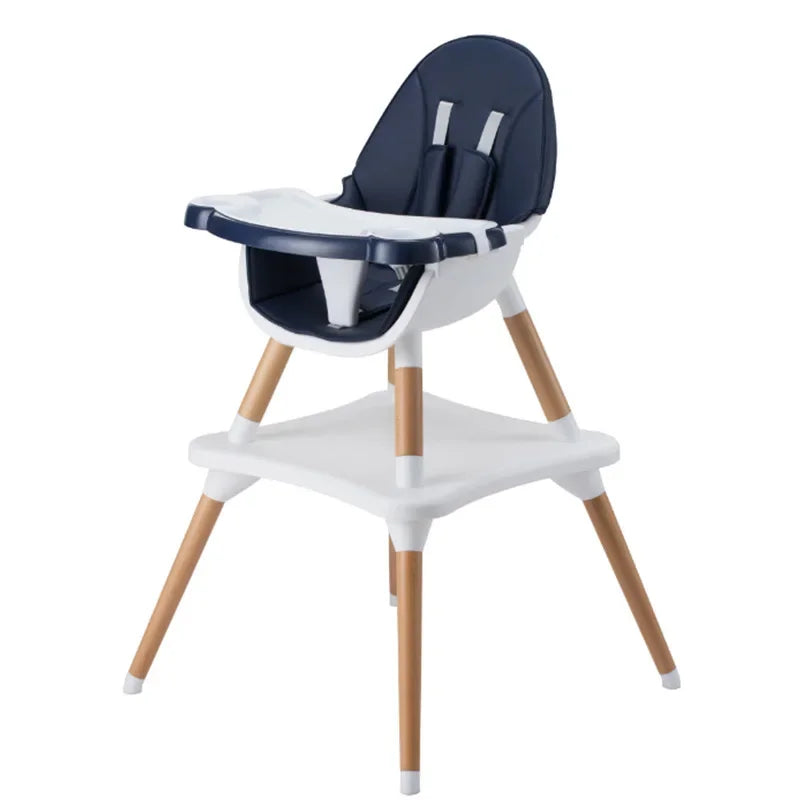 5-in-1 Baby feeding Chair for  to Toddler 4-Position Adjustable Wooden Eating Highchair with Seat Cushion Kids Chair