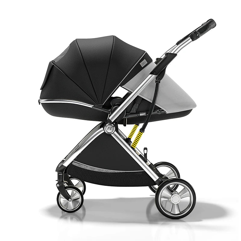 Luxurious Light High Landscape Baby Stroller Egg-shaped Seat for Newborn One Hand Recline Pushchair Pram Compact Size