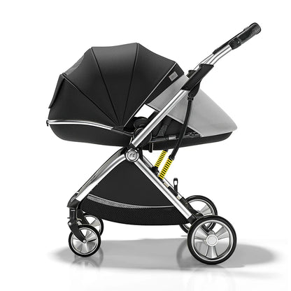 Luxurious Light High Landscape Baby Stroller Egg-shaped Seat for Newborn One Hand Recline Pushchair Pram Compact Size