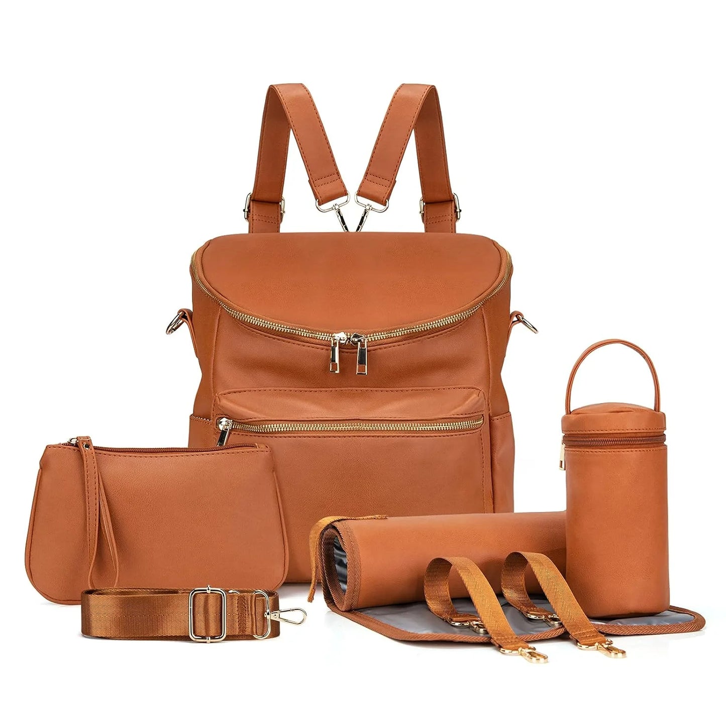 Large PU Leather Diaper Backpack